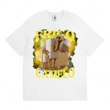 Frigo Camelo Elephant Graphic T Shirt Funny Italian Brainrot Meme T-Shirts Men Women's Fashion Trending Humor T-Shirt Streetwear - Blanco - Ver 1