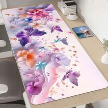 大型3D蝴蝶图案游戏鼠标垫，加长加厚，防滑橡胶桌面垫，精密缝边，可水洗，礼品包装，适用于学校用品、返校季游戏鼠标垫、桌面配件、办公用品、办公桌配件、鼠标垫、桌面鼠标垫 - 彩色 - 查看 4