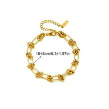 1 PC Stainless Steel Chain Bracelet - Adjustable Punk Hip-Hop Style, Unisex, Daily Music Festival And Seasonal Fashion Accessories, Retro Design, High-Quality Street Fashion Must-Have, Birthday Wedding Party Outfit, Christmas And Halloween Birthday Gift - 金色 - 查看 5