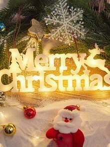 1pc Classic Merry Christmas LED Light,Illuminated Holiday Sign, Festive Plastic Decor For Indoor & Outdoor, Universal Christmas Party Decoration