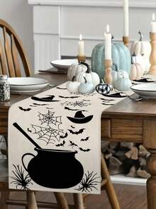 1 pièce/10 pièces Chemin de table chaudron d'Halloween, chemin de table chauve-souris d'Halloween, décoration de maison saisonnière, style ferme, matériau similaire au lin, 33*91CM/33*183CM/33*274CM, 3 options de taille, décoration de fête d'intérieur/extérieur, décoration thème citrouille, décoration de chambre. Convient pour la décoration de cuisine à la maison et la décoration de fête événementielle - Multicolore - Voir 8