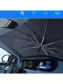 汽车遮阳帘，防紫外线隔热挡风玻璃遮阳板，停车遮阳帘 - 黑色-遮陽傘 - 查看 4