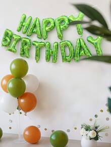 kumozawa 像素风格生日快乐气球横幅，16 英寸绿色铝箔字母气球，生日派对用品 - 綠色 - 查看 5
