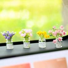 6件/9件/4件/套，3件/套，或1件[随机款式]可爱花瓶套装桌面装饰，减压小雕像配件，迷你桌面装饰，电脑显示器，办公空间，用于学校用品，返校
