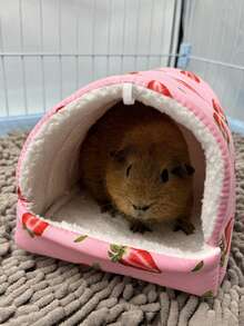 1 chiếc Túi ngủ hình tam giác có đệm in họa tiết hoạt hình cho thú cưng, ấm áp và thoải mái cho thú cưng nhỏ như chim, thích hợp cho mùa thu/đông - Hồng - Xem 9