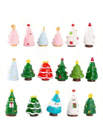 1pc/5pcs/10pcs 2025 New! Mini Christmas Tree Ornaments-Micro Landscape Decor, Snow Scene Parts. Tabletop Miniatures, Cake Props. Xmas Decor, Holiday Miniatures, 2025 Must-Have!