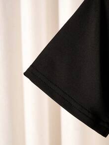 Young Boys' Simple Casual Letter Print Color Block Short Sleeve T-Shirt And Shorts 2pcs/Set - Multicolor - View 7