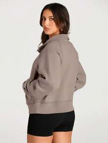Womens Sweatshirts Half Zip Cropped Sweater Fleece Quarter Zipper Hoodies 2025 Fashion Outfits Clothes - 藍色 - 查看 11