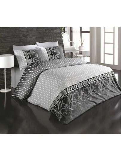 80% Cotton 4-Piece Double Duvet Cover Set – Duvet: 200x220 Cm, Flat Sheet: 220x240 Cm, 2 Patterned Pillowcases: 50x70 Cm – Made In Turkey