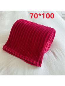 1pc Red Flannel Blanket, Christmas Gift, Soft Fleece Throw Blanket For Bed, Sofa, Car, Office Nap, Shawl - Burgundy - View 11