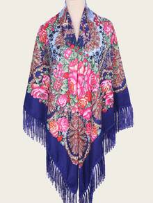 NAAMLOOS 63 Inch Floral Print Polyester Scarf, Oversized Shawl, Wrap, Poncho, Blanket For Women, Autumn/Winter,Beach,Holiday,Accessories,Travel Essential - Multicolor - View 14