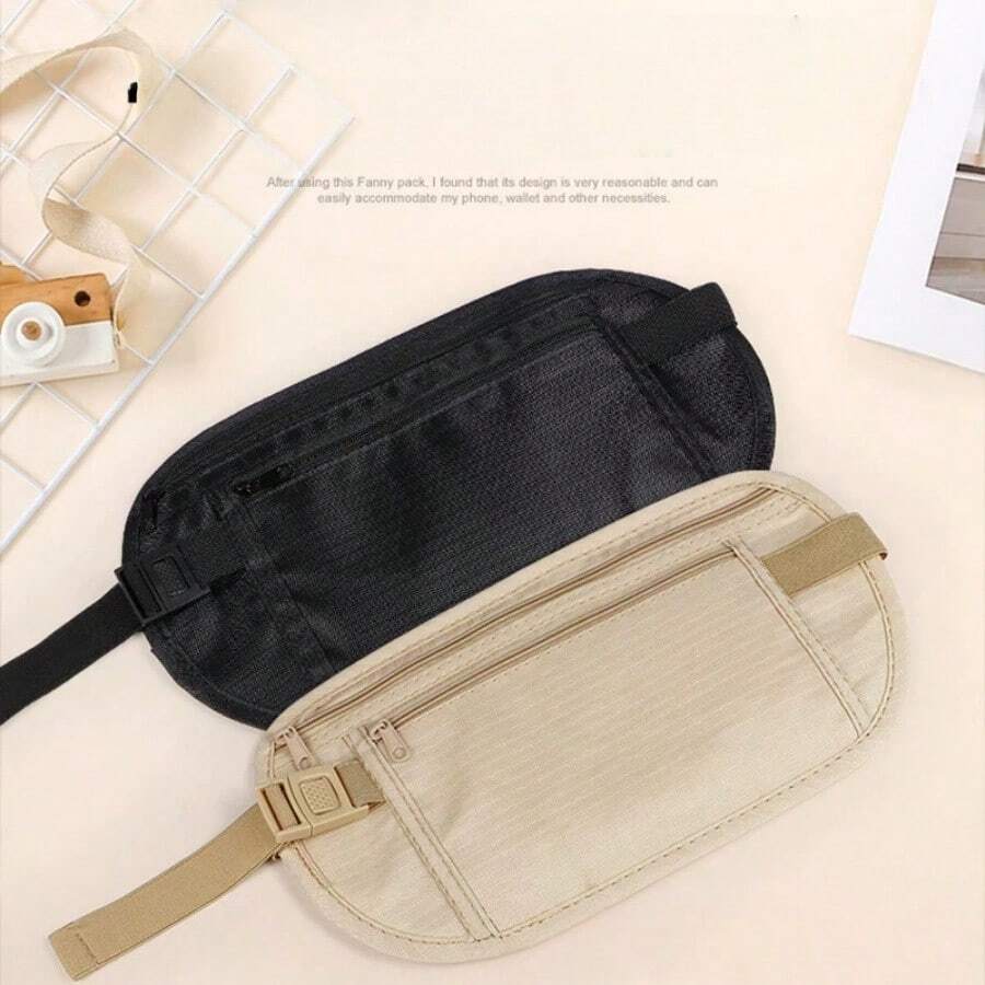 1pc Mini Waterproof Anti-Theft Invisible Waist Pack, Multi-Function Ultra-Thin Travel Phone Bag For Men & Women Streetwear Gym Bag - Beige - View 1
