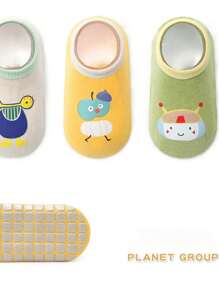 3 Pairs Cartoon Pattern Cute Baby Ankle Socks, 0-5 Years Old, Soft Breathable Comfortable, Printed Anti-Slip Sole, Suitable For Beginner Walkers
