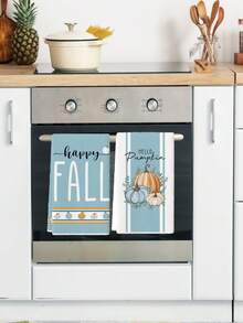 2 Stücke LKW Kürbis Sonnenblume Blätter Buffalo Karo Einmachglas Erntedank Bauernhaus Küchentücher Heim Saisonale Ernte Obst Herbst Vintage Halloween Deko Geschirrtücher Küchentücher Handtücher Teehandtücher Küche Abtrocknungstücher für Küche Restaurant Tisch - Babyblau - Übersicht 3