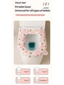 马桶座套，防水防污，适合全年家庭使用 - 淺粉色 - 查看 5