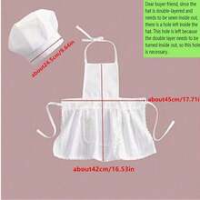 婴儿成长摄影道具厨师围裙和帽子套装，白色男婴和女婴厨房服装，首次厨师体验