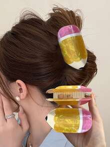 1 chiếc kẹp tóc hình bút chì sáng tạo, phụ kiện tóc thiết kế độc đáo dành cho nữ, kẹp tóc thời trang. - Nhiều màu - Xem 5