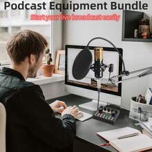 [Professional Podcast Kit] Professional V8S Podcast Equipment Kit   BM800 Wired Microphone And V8 Sound Card - Voice Converter, Audio Interface, Live Sound Card For Recording, Singing, Live Broadcasting And Gaming - V8S Set - View 8