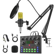 [Professional Podcast Kit] Professional V8S Podcast Equipment Kit   BM800 Wired Microphone And V8 Sound Card - Voice Converter, Audio Interface, Live Sound Card For Recording, Singing, Live Broadcasting And Gaming - V8S Set - View 1