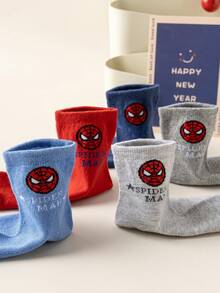 Marvel 5双装儿童短袜，超级英雄卡通透气男童袜 - 彩色 - 查看 7