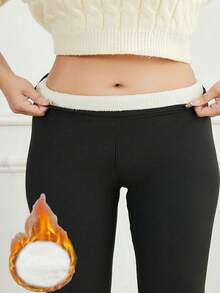 Winter Plus Size High Waist Thermal Lined Thick Yoga Pants, Leggings For Women - Black - View 5
