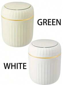 1 سلة مهملات مكتبية مع غطاء، غطاء مضغوط مرن، سلة مهملات للمكتب المنزلي/طاولة القهوة، سلة مهملات رمادية مكتبية مضغوطة، صندوق تخزين مستحضرات التجميل الصغيرة، 1 سلة مهملات مكتبية مضغوطة صغيرة - متعدد الألوان - مشاهدة 7