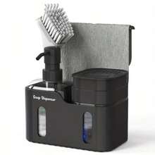 1 X Dual Function Bathroom Soap Dispenser With Sponge Holder, Countertop Storage Organizer, Kitchen Sink Soap Pump For Dishwashing, 2-In-1 Dishwashing Sponge Organizer, No Electricity Or Batteries Required, Suitable For Dishwashing Bathroom And Kitchen Accessories Bathroom Decor Fall Decor