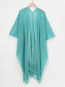 1pc Solid Color Lace Hollow Out Tassel Shawl Scarf Wrap For Women, Versatile For Dress - Multicolor - View 25
