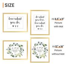 Gold Picture Frame Set Of 5, Display Pictures 8.5x11 With Mat Or 12x16 Without, Multi Photo Frames Collage For Wall Display - Gold - View 5