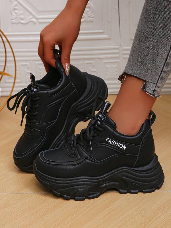 Women's Platform Wedge Sneakers, Casual White Shoes