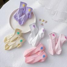 5 Pairs Mixed Summer Kids Socks, Fine Cotton Boys Girls Student Socks, Colorful Heart Design Thin Student Socks For Older Children - Multicolor - View 4