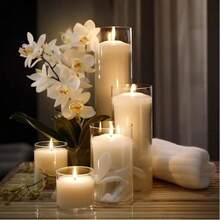 1/5pcs White Tapered Cylinder Aromatherapy Candle, Smoke-Free & Dripless, Suitable For Home Decoration, Home Ornament/Wedding Candle/Dinner Party/Church Candle/Emergency Ceremony/SPA, Festival Candle (White, Multiple Sizes)