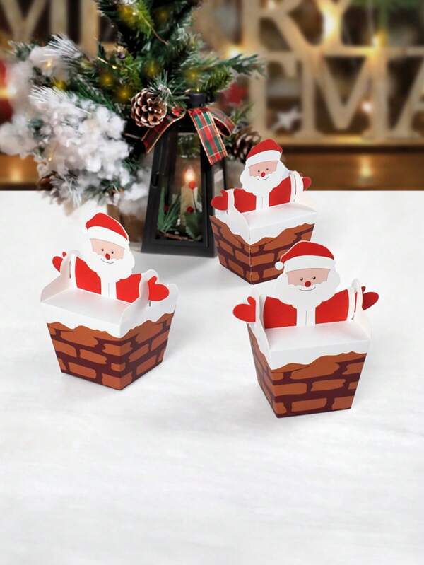8pcs Chimney Santa Claus Candy Packaging Box 3D Cartoon Christmas Gift Packaging Box Suitable For Biscuits, Cookies, Chocolate Gift Packaging Bag Santa Claus Climbing Chimney Box Candy Box Christmas Party Packaging Box Christmas Christmas Decorations Christmas Pajamas Christmas Gifts Christmas Decor