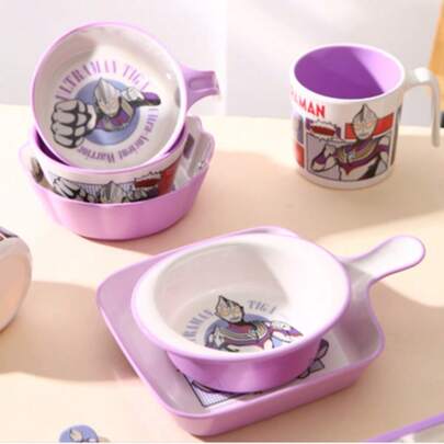 Ultraman Ultraman Tiga Geschirr, hitzebeständige und sturzfeste Spezialschüsseln zum Essen, Küchengeschirr Hilfsfutterschüsseln mit Griffen, Salatschüsseln