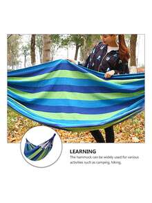 1 hamaca portátil para acampar en el jardín al aire libre con correas para árboles, hamaca duradera para una carga de 450 libras, viene con bolsa de viaje, ideal para patio, patio trasero y camping - Multicolor - Ver 6