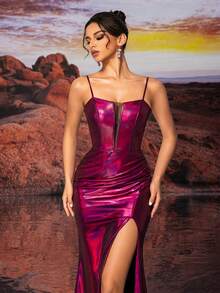 Slip Dress Sparkly Sexy Design Back Carved Formal Evening Dress Party Dress Wedding Guest Dress Evening Dress - Red - View 6