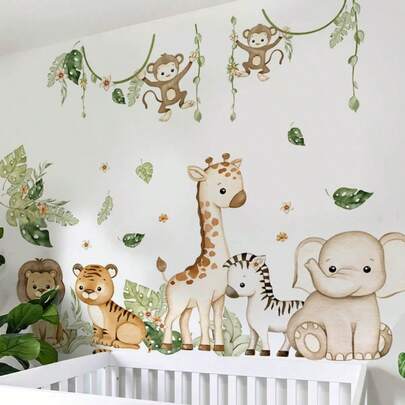 2 piezas/1 pieza Vinilos de pared - [Pegatinas de pared de animales pequeños del bosque, Pegatinas de pared de animales de línea de dibujos animados] Pegatinas de pared autoadhesivas y removibles de PVC para la guardería, habitación de los niños, sala de juegos o aula - Decoración de pared linda y creativa para cualquier espacio