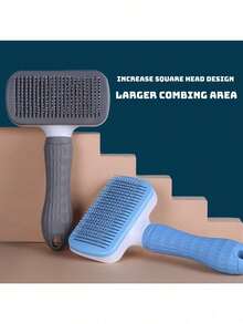 1件装狗刷、猫刷、跳蚤梳、自清洁刷、宠物美容刷、宠物按摩刷、去毛刷、解结刷、自动去毛刷、宠物清洁工具、毛发收集标签、狗刷、猫刷、宠物毛发收集刷、动物配件、宠物用品 - 彩色 - 查看 3