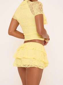 Women Lolita Bloomers Cute Ruffle Shorts Lace Pumpkin Pants Boyshorts Layered Bottoms Y2k Sweet Pettipants Women's Y2k Ruffle Shorts Lace Lolita Bloomers Elastic Waist Bow Front Shorts Micro Boyshorts - 黃色 - 查看 7
