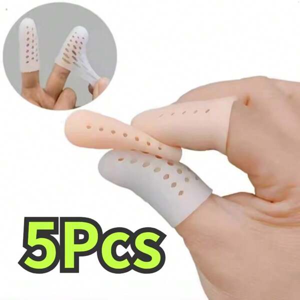5pcs Breathable Silicone Finger Protection Cover, Anti Drying And Anti Cracking, Imitation Wear And Tear, Finger And Toe Anti-Wear Cover