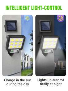 1 peça de luz solar dividida para garagem 18650-600mAh, luz de parede solar com controle remoto, 3 modos de iluminação, com sensor de movimento, controle de luz solar, liga/desliga automático, à prova d'água, à prova de chuva, resistente às intempéries, adequada para pátios externos, jardins, calçadas, ruas de emergência, caminhos, garagens e decks