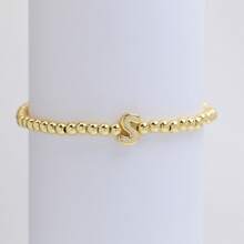 1pc Classic A-Z Initial Letter Bracelet Women 18K Gold Plated Copper Bead Bracelet For Women Jewelry Gift - Letter Bracelet - View 36