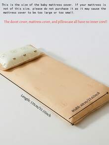 3pcs Baby Bedding Set, Includes 1pc Duvet Cover 110*150cm, 1pc Mattress Cover, 1pc Pillowcase, Bowknot Bear Pattern, Suitable For Baby Girls And Boys, No Inner Filler - Beige - View 4