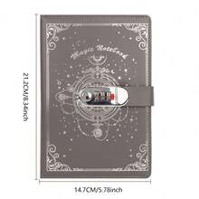 1 PU 密码锁笔记本，100 张/200 页，两种款式，金色/银色，学习用品，文具用品，办公用品 - A5 - 查看 9