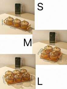 1 Set New Fashionable Design Candy Box With Sealed Lid, Household Storage Container For Candy, Nuts, Snacks, Cookies - Gold - View 6