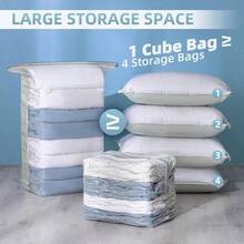6 Pack Vacuum Storage Bags Cube Combo 3 Jumbo+3 Medium Vacuum Seal Bags For Clothing Bedding Blanket Space Saving Closet Organization - Kem - Xem 4