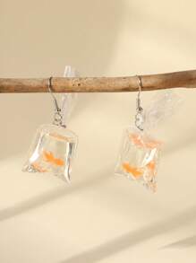 1Pair Cute And Fun Simulated Goldfish Resin Hanging Earrings Suitable For Women Daily Jewelry Accessories Gifts