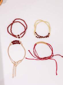 8件套时尚水晶手工串珠手链套装，女士度假派对珠宝礼品 - 彩色 - 查看 2