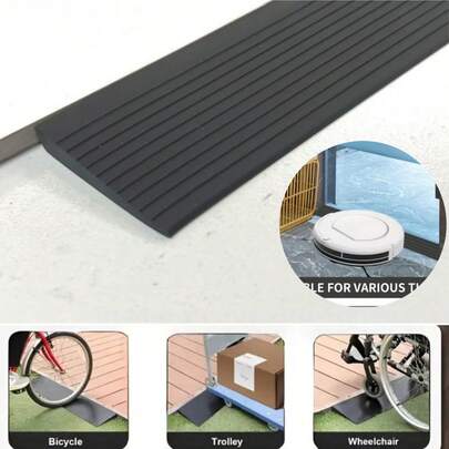 1 Piece 1m/39.37in Self-Adhesive Threshold Ramp Transition Strip Width 5cm Suitable For Convenient Passage Of Wheelchairs And Scooters, Durable PVC Material For High And Low Thresholds, Groove Texture Anti-Slip Design, Portable And Easy To Carry