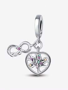 1Pc 925 Sterling Silver Fashionable Real Zirconia Lucky Charm Bead For Women Fit Bracelets Bangles DIY Jewelry Girlfriend Gift Fine Ladies Jewellery - Silver - View 22